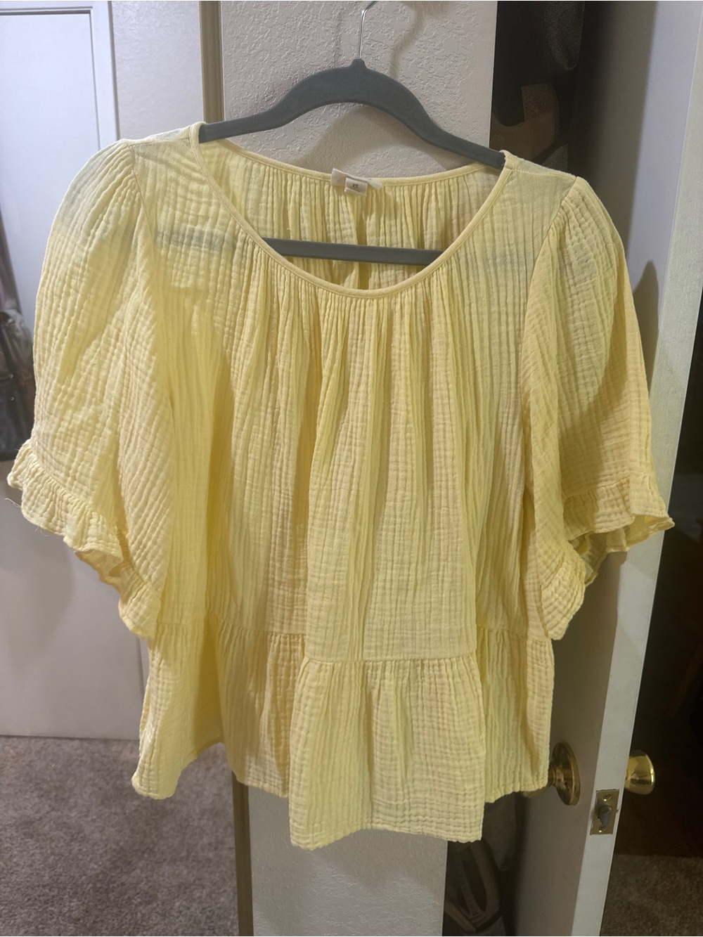 Ana Lightweight Yellow Peasant Blouse - Women's Top
